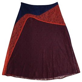 Jupe en dentelle Kaisa à empiècements Tory Burch Marine Orange Merlot Multicolore