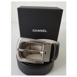 Chanel-BELT IN LEATHER LEATHER BLACK / SIZE 95 / NEVER SERVED-Black