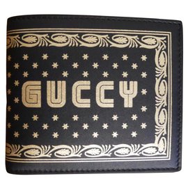 Gucci-Gucci leather wallet (Guccy)-Black