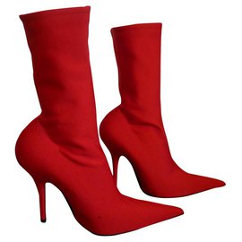 Balenciaga-Balenciaga Red Knife Boots-Roja