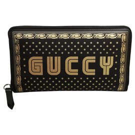 Gucci-Brieftasche aus Gucci-Leder (Guccy)-Schwarz