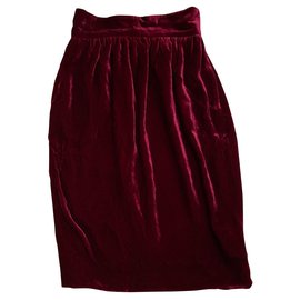 Fendi-Jupe taille haute en velours-Bordeaux