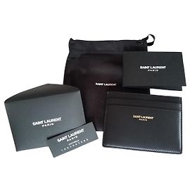 LEATHER CARD HOLDER YVES SAINT LAURENT Black