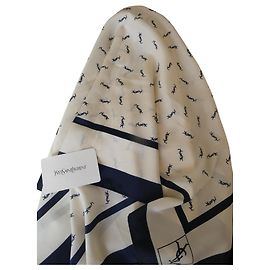 Yves Saint Laurent Logotipos YSL Branco Azul marinho