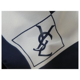 Yves Saint Laurent-YSL logos-Blanc,Bleu Marine
