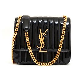Saint Laurent VICKY LARGE BLACK PATENT Noir