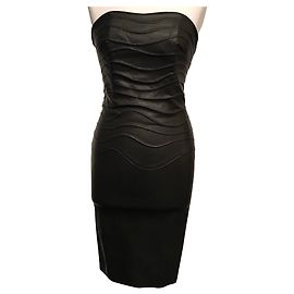 Jitrois Black Lambskin Strapless Bustier Dress Black
