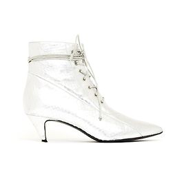 Saint Laurent Cat 5 Silver Exotic Leather Ankle Boots 37 Silvery