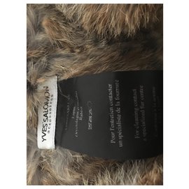 Yves Salomon-Fur collar yves salomon-Light brown