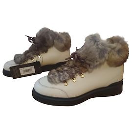 Botas em pele com acabamento em pele Woolrich, Tamanho EUA 8 Cru