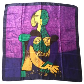 Autre Marque-Picasso Square "Woman sitting"-Green,Yellow,Lavender
