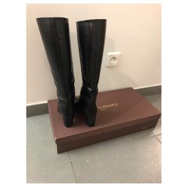 Autre Marque-Stivali con tacco in pelle nera-Nero
