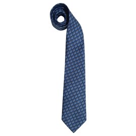 Corbata Hermès de seda azul Azul