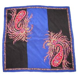 Sciarpa VALENTINO in seta stampata vintage Nero Multicolore Blu scuro