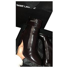 Yves Saint Laurent Loulou 95 d zip boots dark red leather Dark red