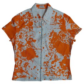 Hermès-Tops-White,Orange