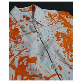 Hermès-Tops-White,Orange