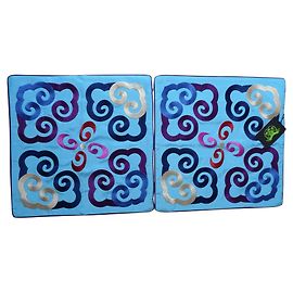 2 fundas de cojines 46 X 46 cm Shanghai Tang "Yun" Azul claro