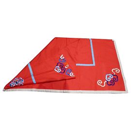 Shanghai Tang tablecloth, silk or embroidered sofa throw Red Beige