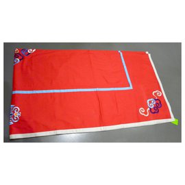 Shanghai Tang-toalha de mesa, lance de seda ou bordado do sofá-Vermelho,Bege