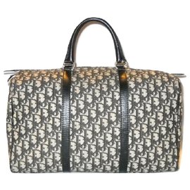 Christian Dior-DIOR vintage bag in Black Oblique canvas-Black,Cream