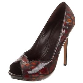 Alexander Mcqueen Talons en relief Peeptoe Marron Chataigne