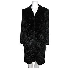 Versace Vintage Kunstpelzmantel Schwarz