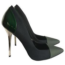 Proenza Schouler Heels Black Silvery Green