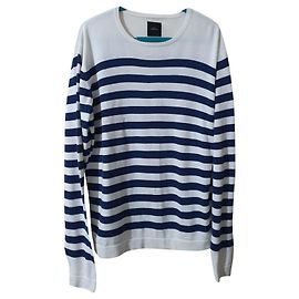 Autre Marque Pull Mads Nørgaard en coton à rayures bleu et blanc XL Blanc Bleu