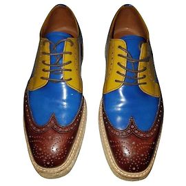 Prada Lacets Marron Bleu Jaune