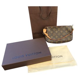 Louis Vuitton-Cartera de lona con monograma Louis Vuitton-Castaño
