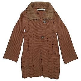 Munthe Plus Simonsen Strickjacke Braun Wolle Angora Braun