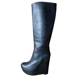 DOLCE & GABBANA Tall Boots in Leather Khaki
