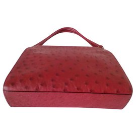 Prada-PRADA Red Ostrich Lather Handbag-Red