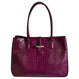 Longchamp SACO DE FUSCHIA DE COURO EM FORMA DE CROCO Fuschia