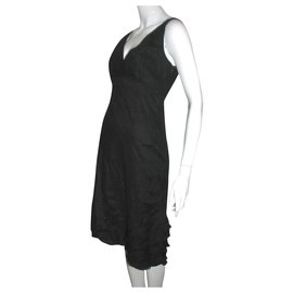 Bcbg Max Azria-Linen blend dress with lace-Black