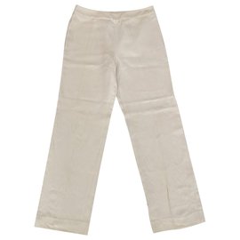Chanel-Chanel pantalones de lana de lino pantalones FR36-Beige