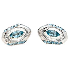 Pendientes Boucheron en cristal de roca de oro blanco y aguamarinas.. Otro