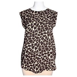 Rachel Zoe Patterned Sleeveless Top Brown Beige Brown Beige