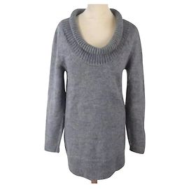 Chloé Tunika-Pullover mit Rollkragen aus Wolle und Alpaka Grau Grau