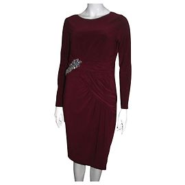 Jenny Packham Verziertes und drapiertes Kleid Bordeaux