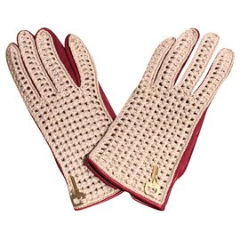 Hermès-Gloves-Red,Beige