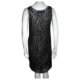 Vera Wang-Lavender Line Silk Dress-Black