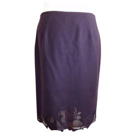 Valentino-Miss Valentino falda de lana y encaje-Púrpura