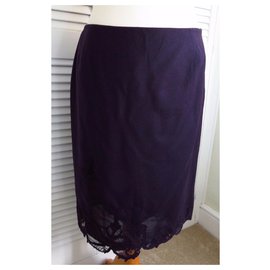 Valentino-Miss Valentino wool and lace skirt-Purple