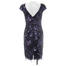 Vera Wang-Sequinned dress-Black,Purple