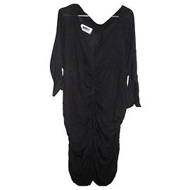 Mm6 Grey Wool Viscose Ruched Dress Grey