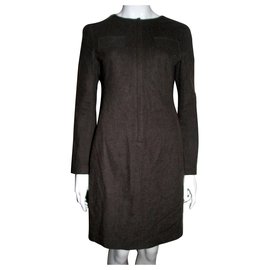 Jil Sander-Vestido de mezcla de lana-Castaño