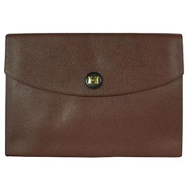 Hermès Pochette rio 24cm en cuir courchevel cacao Marron