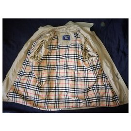 Burberry Prorsum-'Burberrys' Prorsum Vintage Nova Check Plaid Beige Cotton Gabardine Trench Coat-Beige